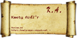 Kmety Azár névjegykártya